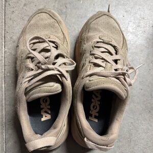 Hoka one one Clifton suede Tan Running Shoes